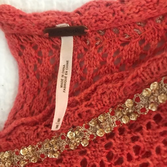 Excellent Free People Knit Beaded Sweater M - Picture 4 of 4